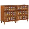 vidaXL Sideboard 2 pcs Valn&ouml;t 60 x 33 x 75 cm Massivt mangotr&auml;