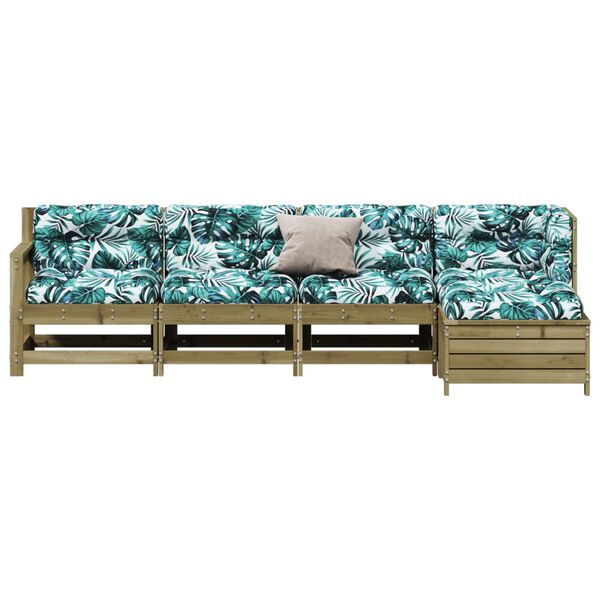 vidaXL Loungegrupp med dynor 5 delar impregnerad furu