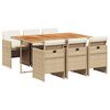 vidaXL Matgrupp f&ouml;r tr&auml;dg&aring;rden med dynor 7 delar beige konstrotting