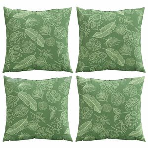 vidaXL Spridda Kuddar 4 st Polyester Tyg Bladm&ouml;nster 50 x 50 cm