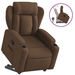 vidaXL Reclinerf&aring;t&ouml;lj med uppresningshj&auml;lp brun tyg