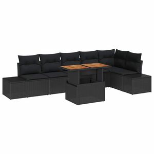 vidaXL Tr&auml;dg&aring;rdsoffset 7 st Svart Poly rattan