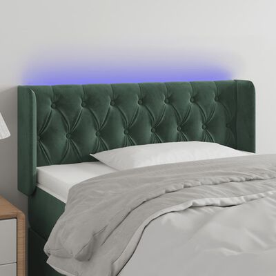 vidaXL Sänggavel LED mörkgrön 103x16x78/88 cm sammet