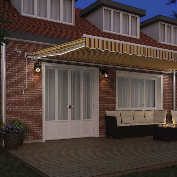 vidaXL Utf&auml;llbar markis med LED -remsljus Flerf&auml;rgsdesign 600 &times; 300 cm