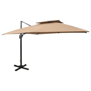 vidaXL Frib&auml;rande tr&auml;dg&aring;rdsparasoll med dubbel topp 300x300 cm taupe