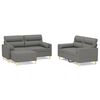 vidaXL Soffgrupp med prydnadskuddar & dynor 3 delar m&ouml;rkgr&aring; tyg