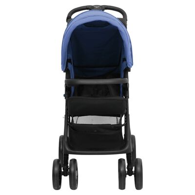 vidaXL Barnvagn 2-i-1 marinblå och svart stål