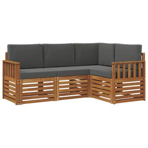 vidaXL Soffgrupper 4 pcs Naturlig och Antracit Massivt Akaciatr&auml;