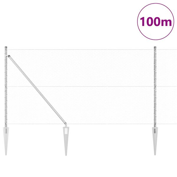 vidaXL St&auml;ngselstolpe Silver 100 x 1,2 m (25 mm n&auml;t) St&aring;l