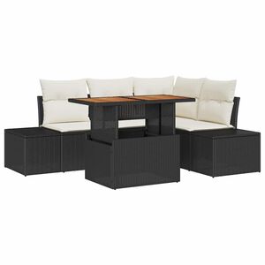 vidaXL Tr&auml;dg&aring;rdsoffset med lagring 5 pcs Svart Poly rattan