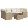 vidaXL Matgrupp f&ouml;r tr&auml;dg&aring;rden med dynor 7 delar beige konstrotting