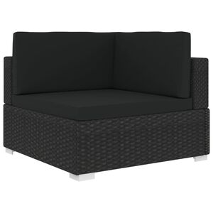 vidaXL H&ouml;rnsits till modulsoffa 1 st med dynor konstrotting svart