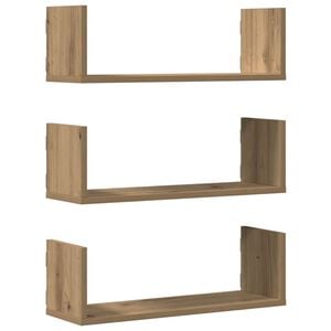 vidaXL V&auml;gghyllor 3 st ek 58x18x18 cm konstruerat tr&auml;