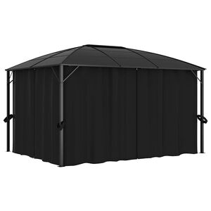 vidaXL Paviljong med draperi 400x300x265 cm antracit