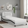 vidaXL Bed with Mattress "Hvar" White and Black 90x190 cm Faux Leather