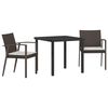 vidaXL Tr&auml;dg&aring;rdsm&ouml;belset 3 st Brun och svart PE Rattan