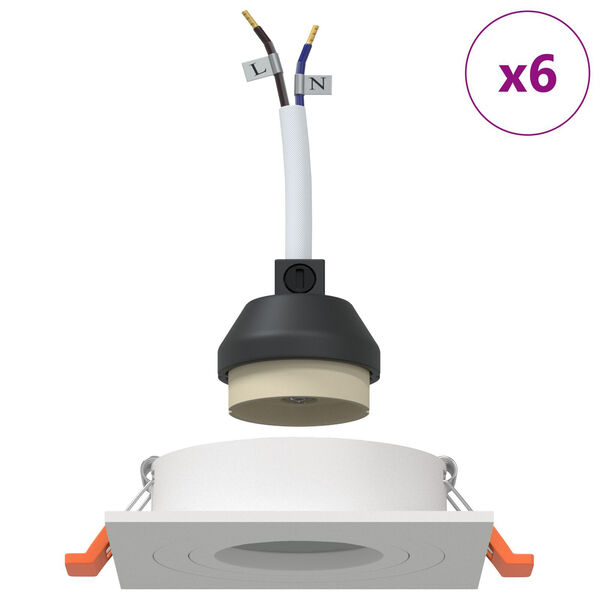 vidaXL Spotlights med strålkastare 6 pcs Vit 9 x 9 x cm Aluminium