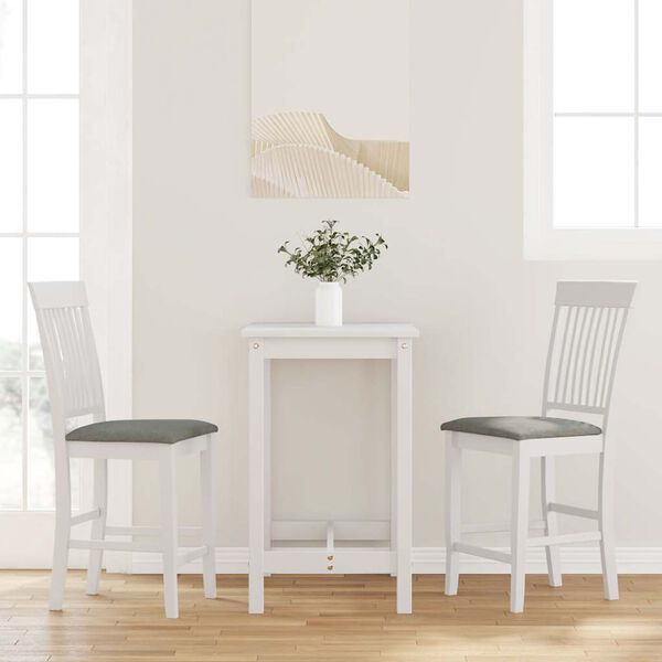 vidaXL Barstolar med kuddar 2 st, vit, massivt trä, gummi