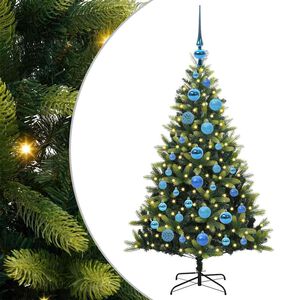 vidaXL Konstgjort F&auml;llbart Jultr&auml;d 150 LEDs Gr&ouml;n 120 cm PVC och PE
