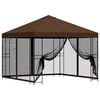 vidaXL Tr&auml;dg&aring;rdsgazebo med sidov&auml;ggar 3 x 3 m Brun Polyester och St&aring;l