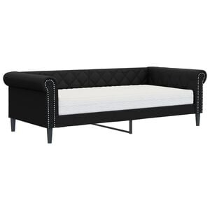 vidaXL Dagb&auml;dd med madrass svart 90x200 cm konstl&auml;der