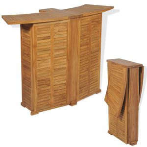 vidaXL Hopf&auml;llbart barbord 155x53x105 cm massivt teaktr&auml;