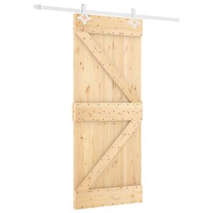 vidaXL Skjutd&ouml;rr Naturlig och vit 80 x 210 cm Massiv furu