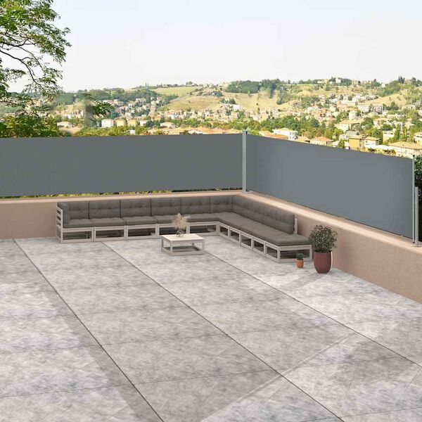 vidaXL Infällbar sidomarkis antracit 117x1200 cm