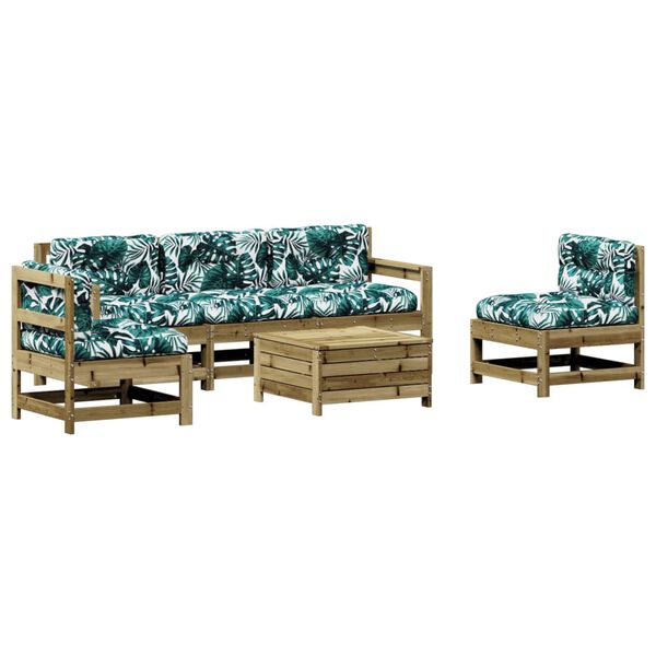 vidaXL Loungegrupp med dynor 6 delar impregnerad furu