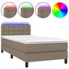 vidaXL Rams&auml;ng med madrass & LED taupe 90x200 cm tyg