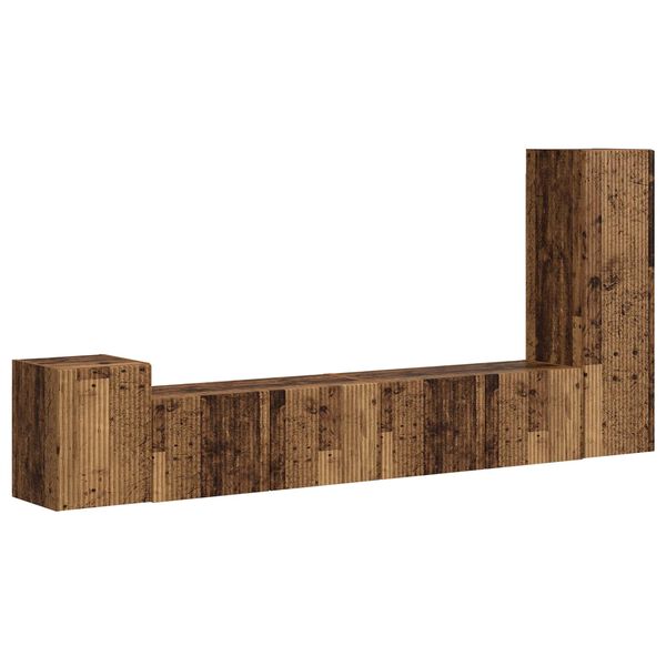 vidaXL TV-b&auml;nkset V&auml;ggmonterad 3 pcs Gammalt tr&auml; Konstruerat tr&auml;