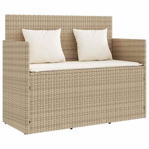 vidaXL Tr&auml;dg&aring;rdsb&auml;nk med kuddar beige konstrotting