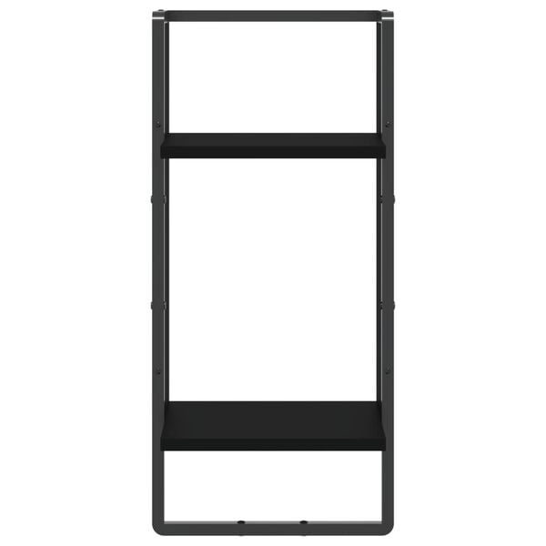 vidaXL Vägghylla med stång svart 30x25x65 cm