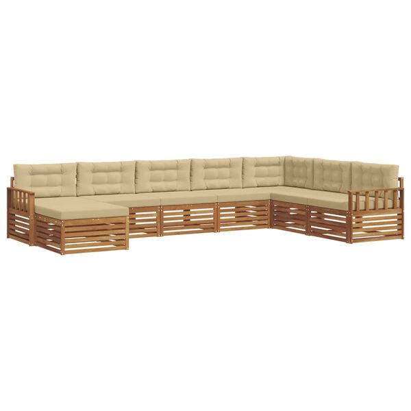 vidaXL Soffgrupper 8 pcs Naturlig och Beige Massivt Akaciatr&auml;