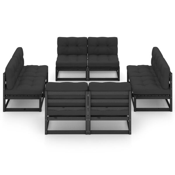 vidaXL Loungegrupp med dynor 8 delar massiv furu