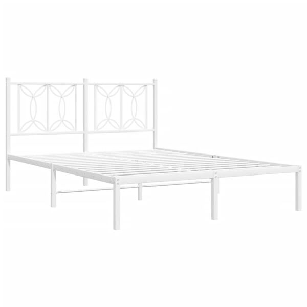 vidaXL S&auml;ngram med huvudgavel metall vit 140x190 cm