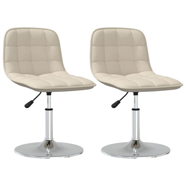 vidaXL Snurrbara matstolar 2 st gr&auml;ddvit tyg