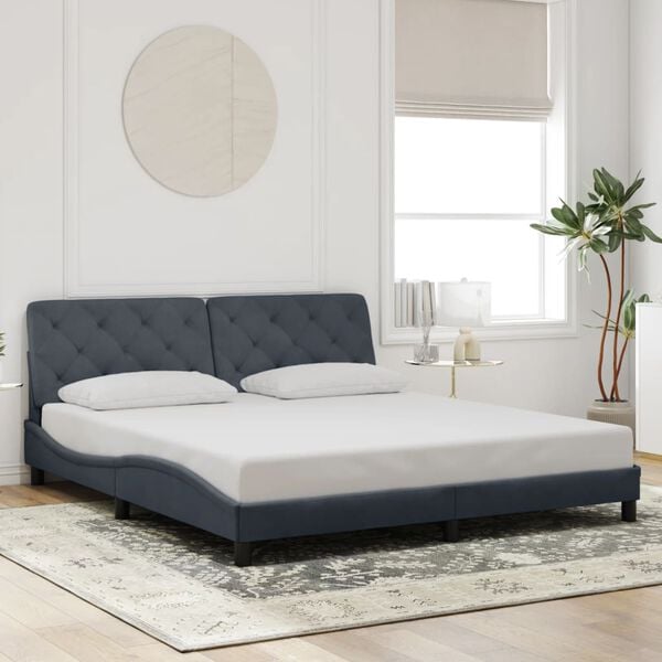 vidaXL Bed Frame without Mattress Dark Grey 180x200 cm Velvet