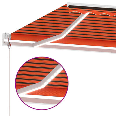 vidaXL Automatisk markis med vindsensor & LED 300x250 cm orange/brun