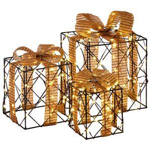vidaXL Ljusande julklapp 3 st 150 LED-lampor Varmvit
