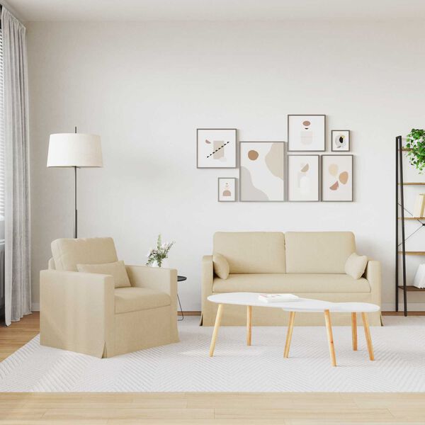 vidaXL Soffa 2 pcs Kr&auml;m 158 x 78 x 80 cm tyg