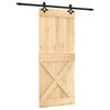 vidaXL Skjutd&ouml;rr Naturlig och svart 85 x 210 cm Massiv furutr&auml;d&ouml;rr