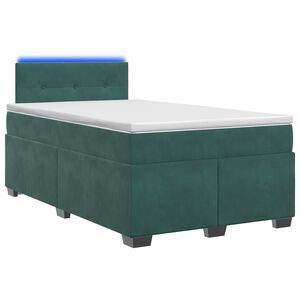 vidaXL Boxspring s&auml;ng med madrass och LED M&ouml;rkgr&ouml;n 120 x 190 cm Sammet