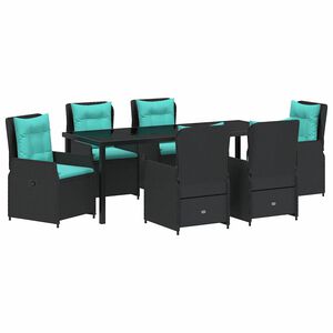 vidaXL Tr&auml;dg&aring;rdsm&ouml;belset 7 st Svart Poly rattan