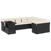 vidaXL Loungegrupp 10 delar med svarta dynor konstrotting