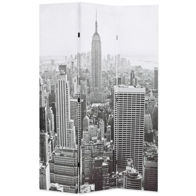 vidaXL Hopfällbar rumsavdelare New York i dagtid 120x170 cm svart/vit
