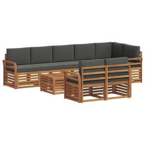vidaXL Soffgrupper 9 pcs Naturlig och Antracit Massivt Akaciatr&auml;