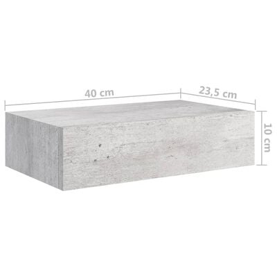 vidaXL Vägglådor betonggrå 2 st 40x23,5x10 cm MDF