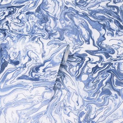 DUTCH WALLCOVERINGS Tapet Liquid Marble blå