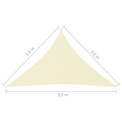 vidaXL Solsegel oxfordtyg trekantigt 2,5x2,5x3,5 m gräddvit
